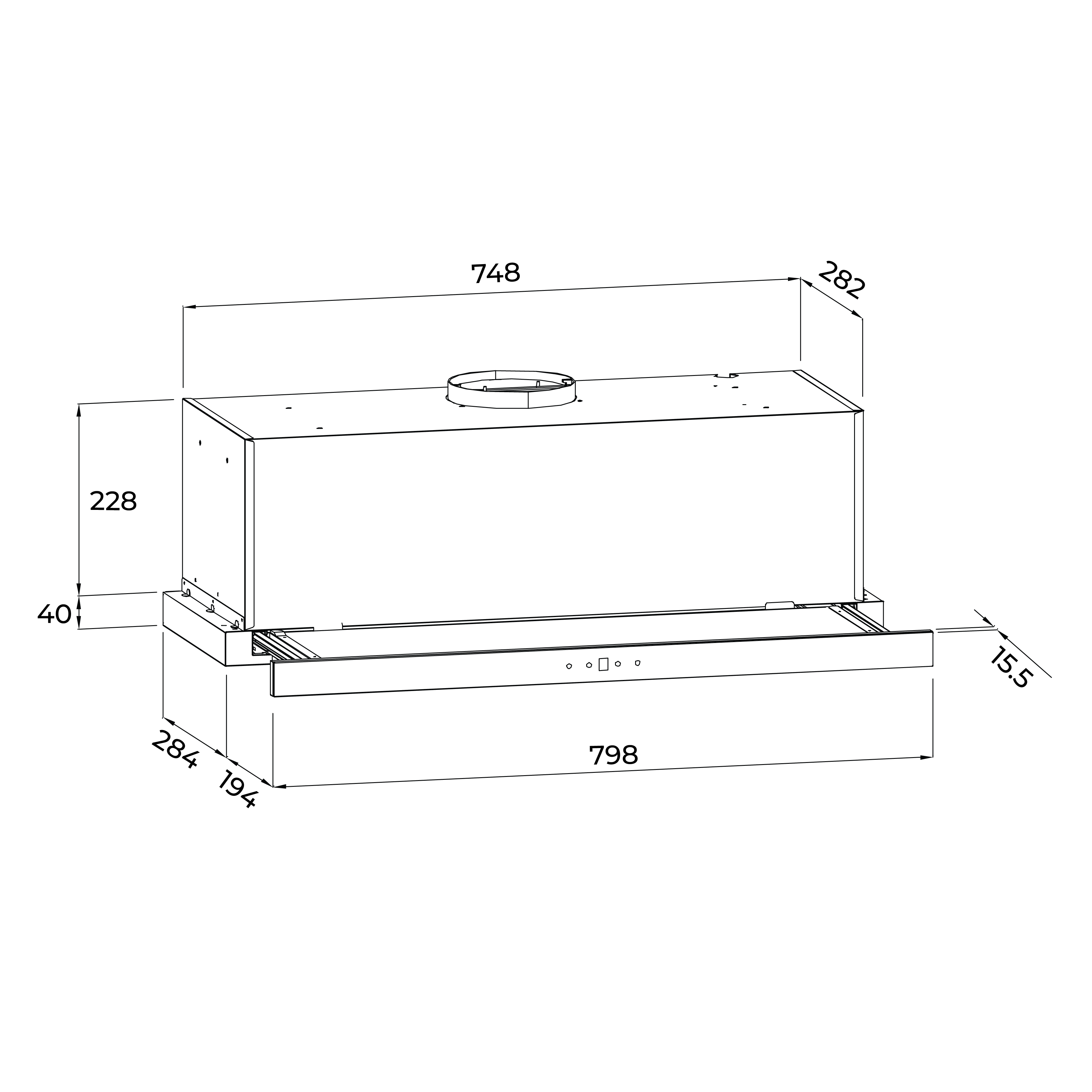 Máy hút mùi gắn tủ âm tủ 80cm kỹ thuật