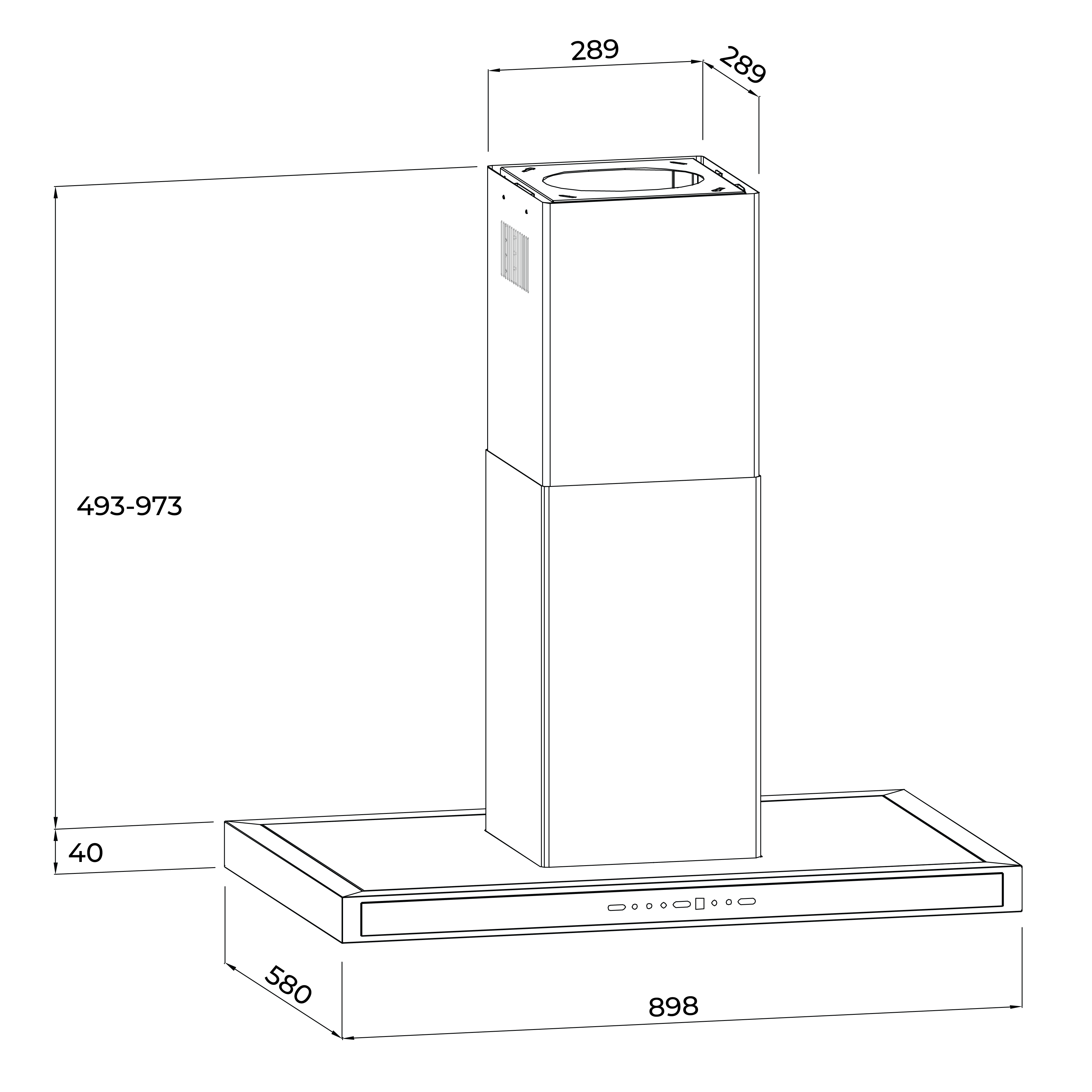 Máy hút mùi gắn trần đảo 90cm