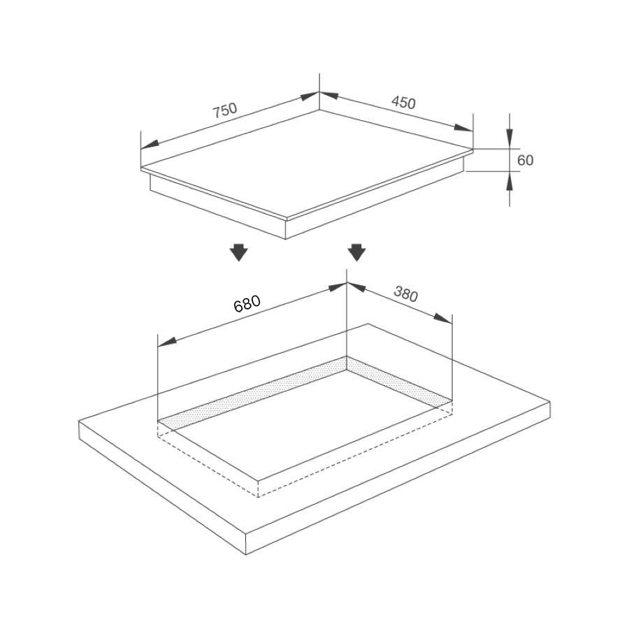 Bếp từ 2 vùng nấu 75cm