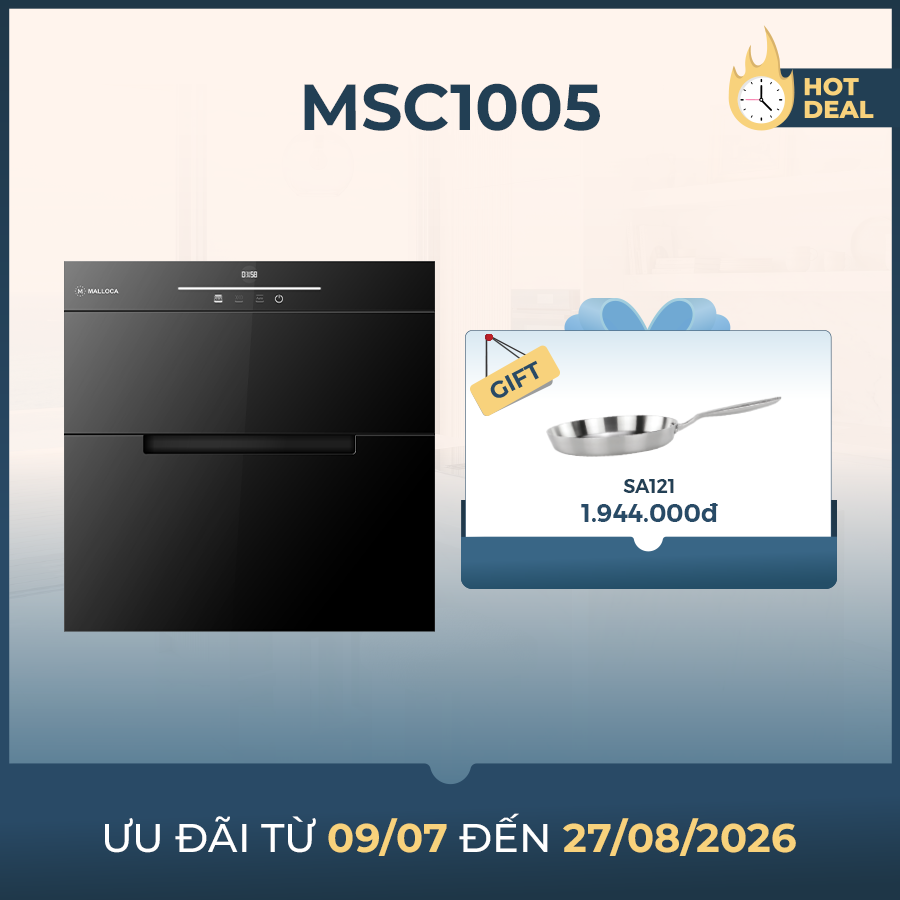 Máy Sấy Chén Âm Tủ 60cm Kháng Khuẩn Bằng Tia UV Malloca MSC1005 - hình ảnh sản phẩm thực tế