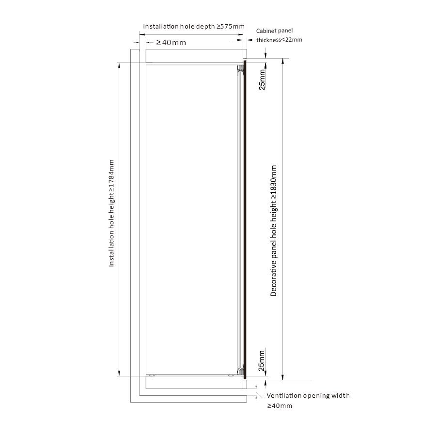 Tủ rượu âm tủ 2 vùng nhiệt độ 60cm 241L