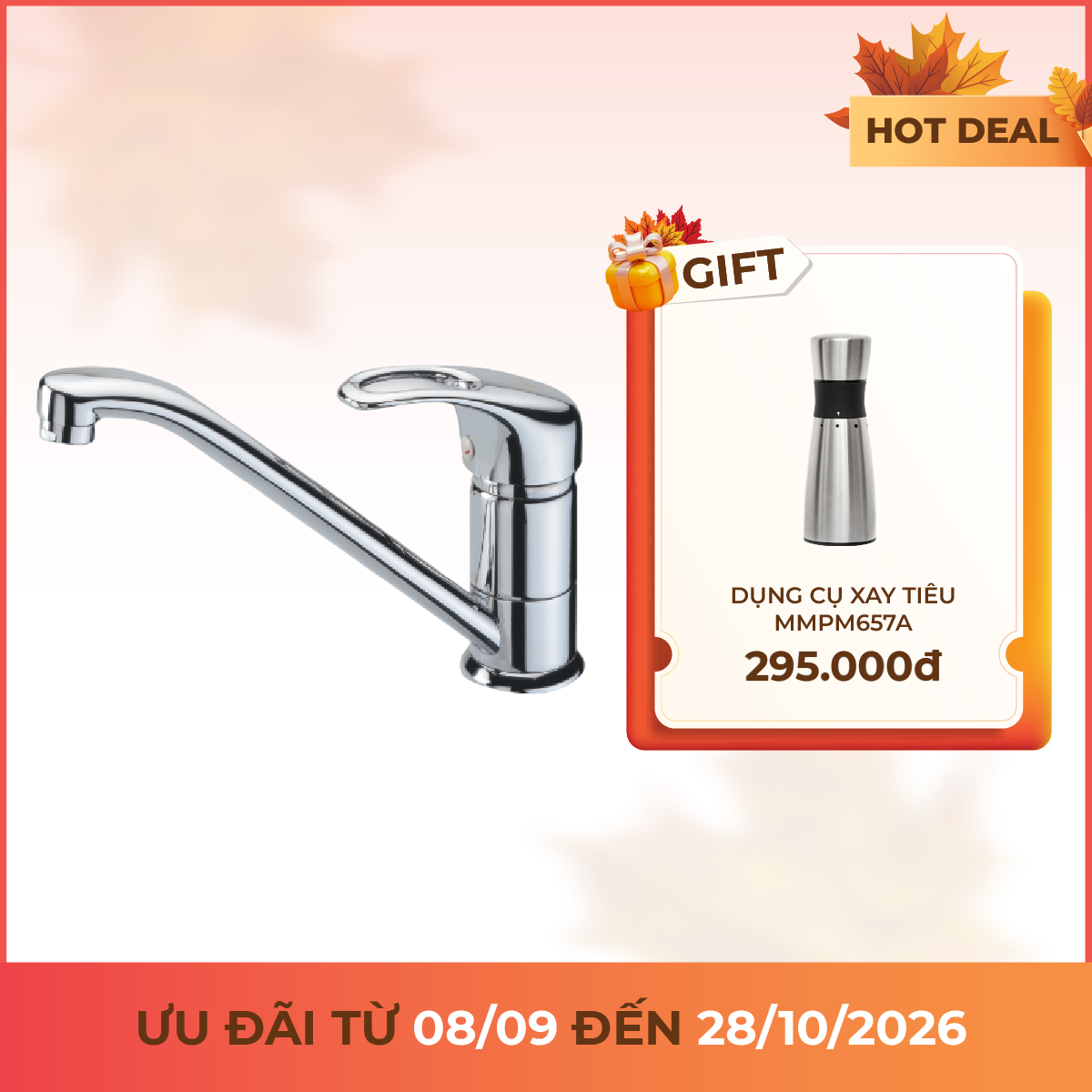 Vòi rửa chén lạnh đồng thau chrome