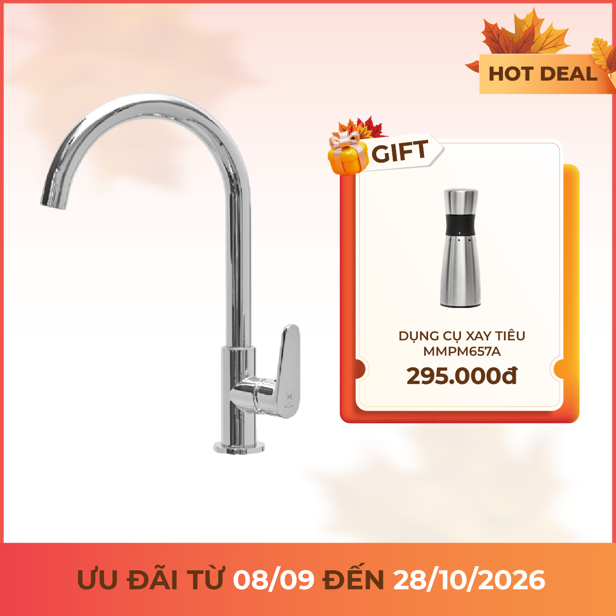 Vòi rửa chén lạnh đồng thau Chrome