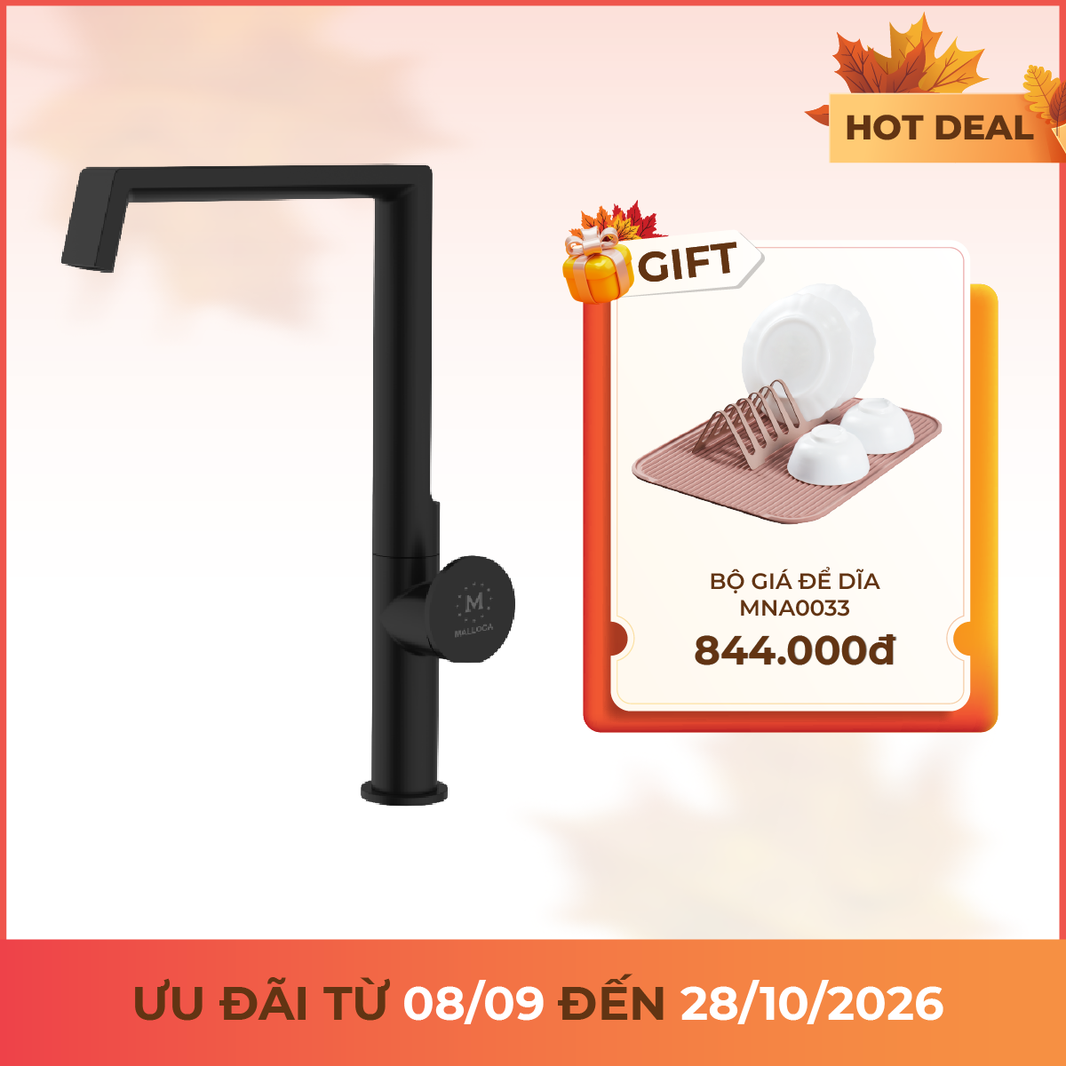 Vòi rửa chén nóng lạnh đồng thau sơn phủ
