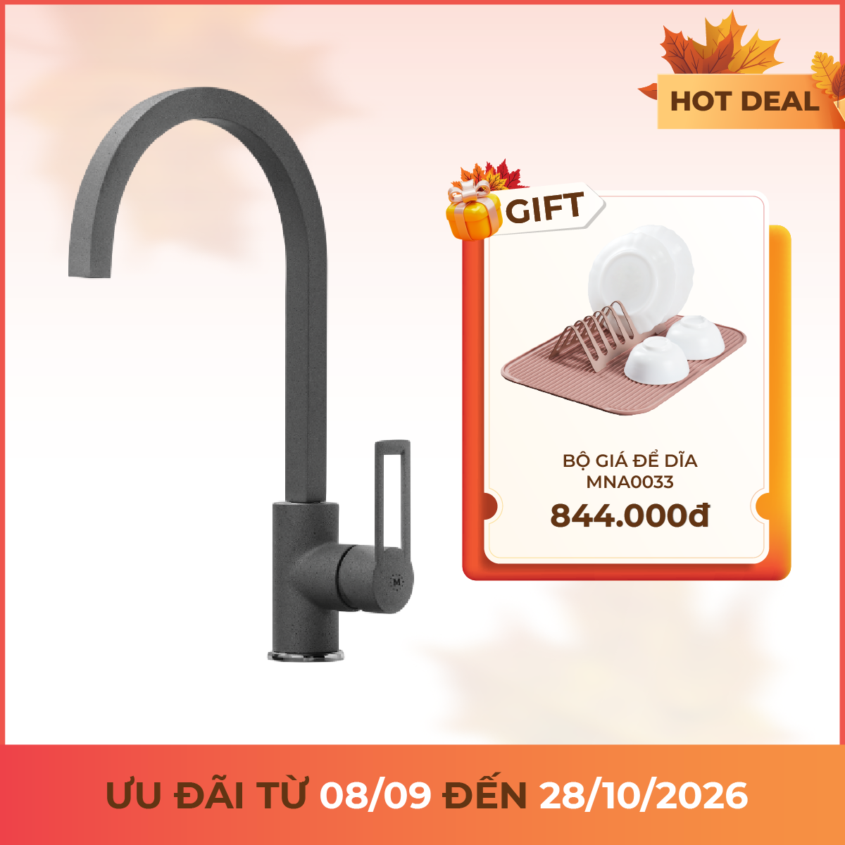 Vòi rửa chén nóng lạnh đồng thau sơn phủ