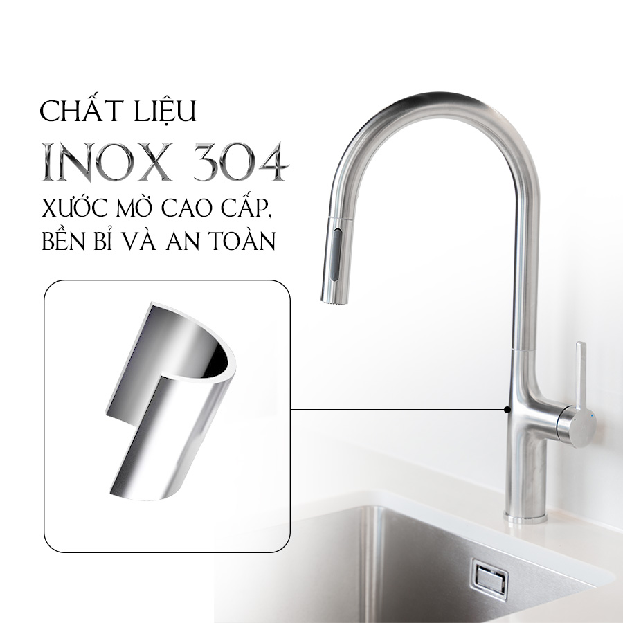 inox 304 - Vòi rửa chén Malloca K1726SS