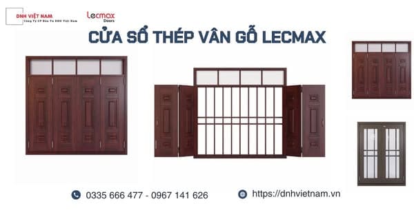 mẫu cửa số thép vân gỗ Lecmax đẹp