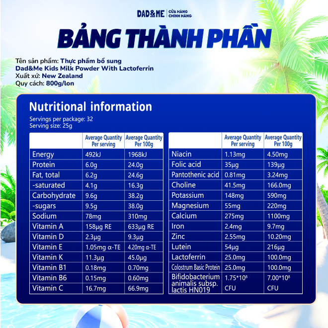 Combo 6 Hộp Sữa bột Dad and Me cho trẻ trên 3 tuổi (800g) - nhập khẩu New Zealand, phát triển toàn diện cho bé