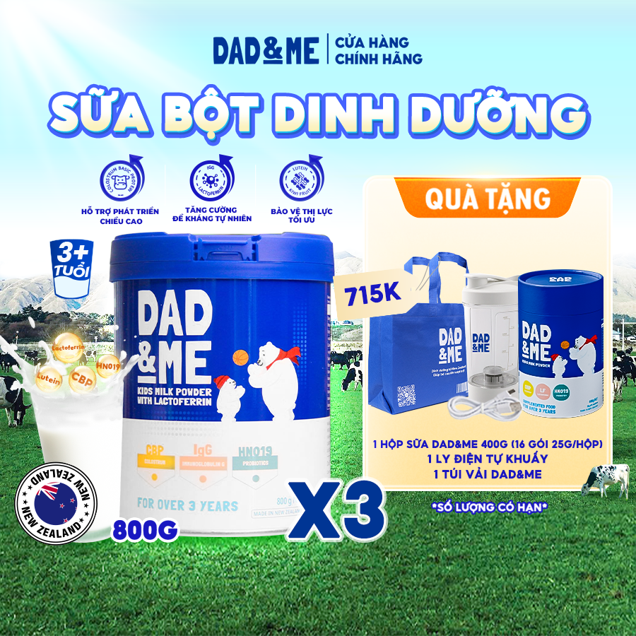 [COMBO 3] Sữa Dad and Me CBP NewZealand (800g) - Tăng Đề Kháng & Chiều Cao Vượt Trội Cho Bé Trên 3 Tuổi | Cam Kết Chính Hãng