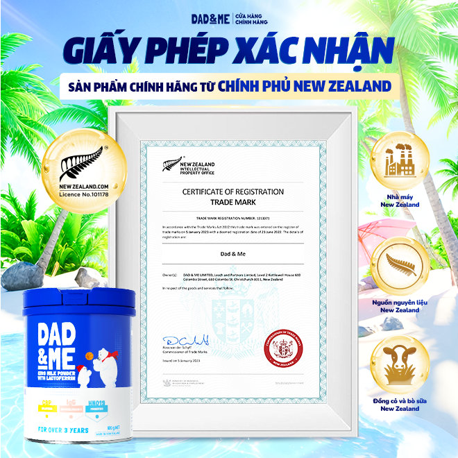 Combo 6 Hộp Sữa bột Dad and Me cho trẻ trên 3 tuổi (800g) - nhập khẩu New Zealand, phát triển toàn diện cho bé