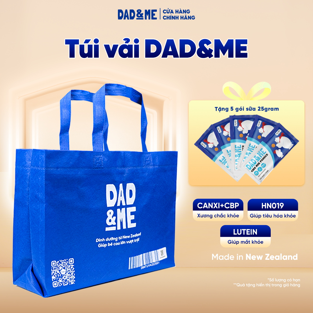 [Tặng 5 Gói Sữa] Túi Vải Dad and Me Chính Hãng – Tiện Lợi, Bền Đẹp, Thân Thiện Môi Trường
