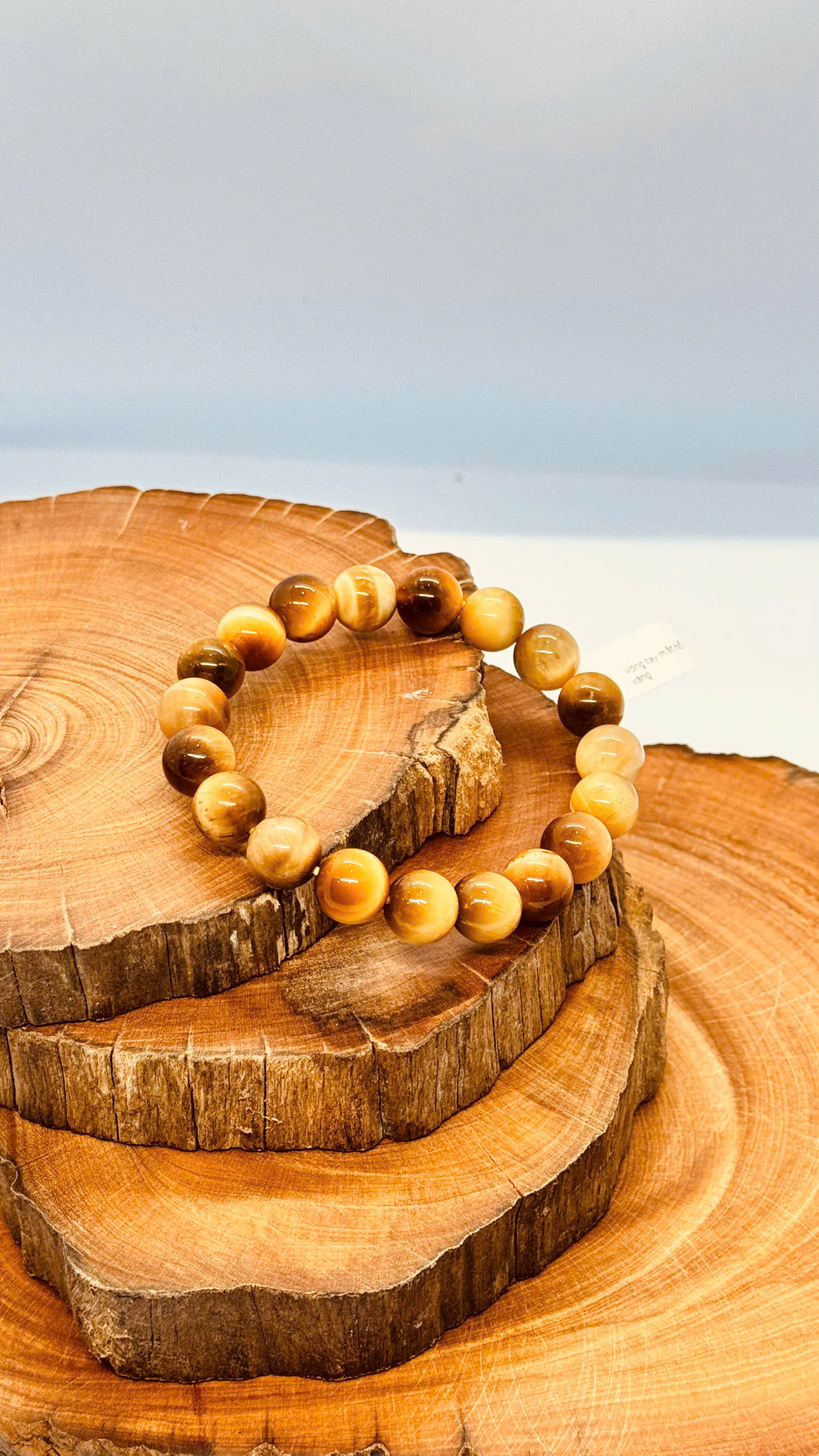 Vòng tay mắt hổ tâm vàng 10mm