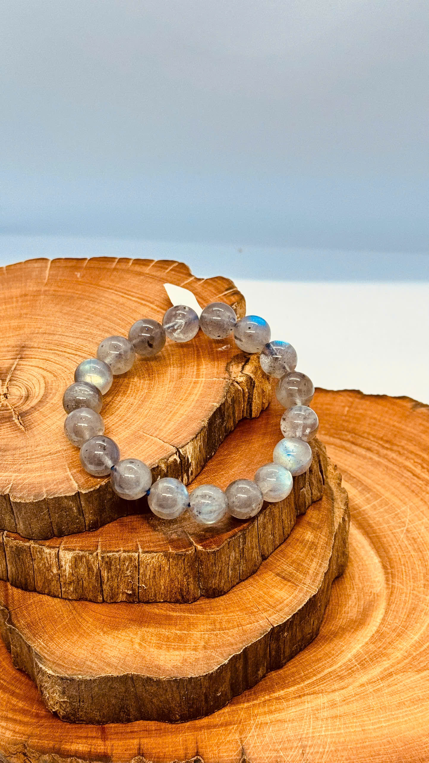 Vòng tay đá Xà cừ ( Labradorite) - Hắc nguyệt quang 11mm