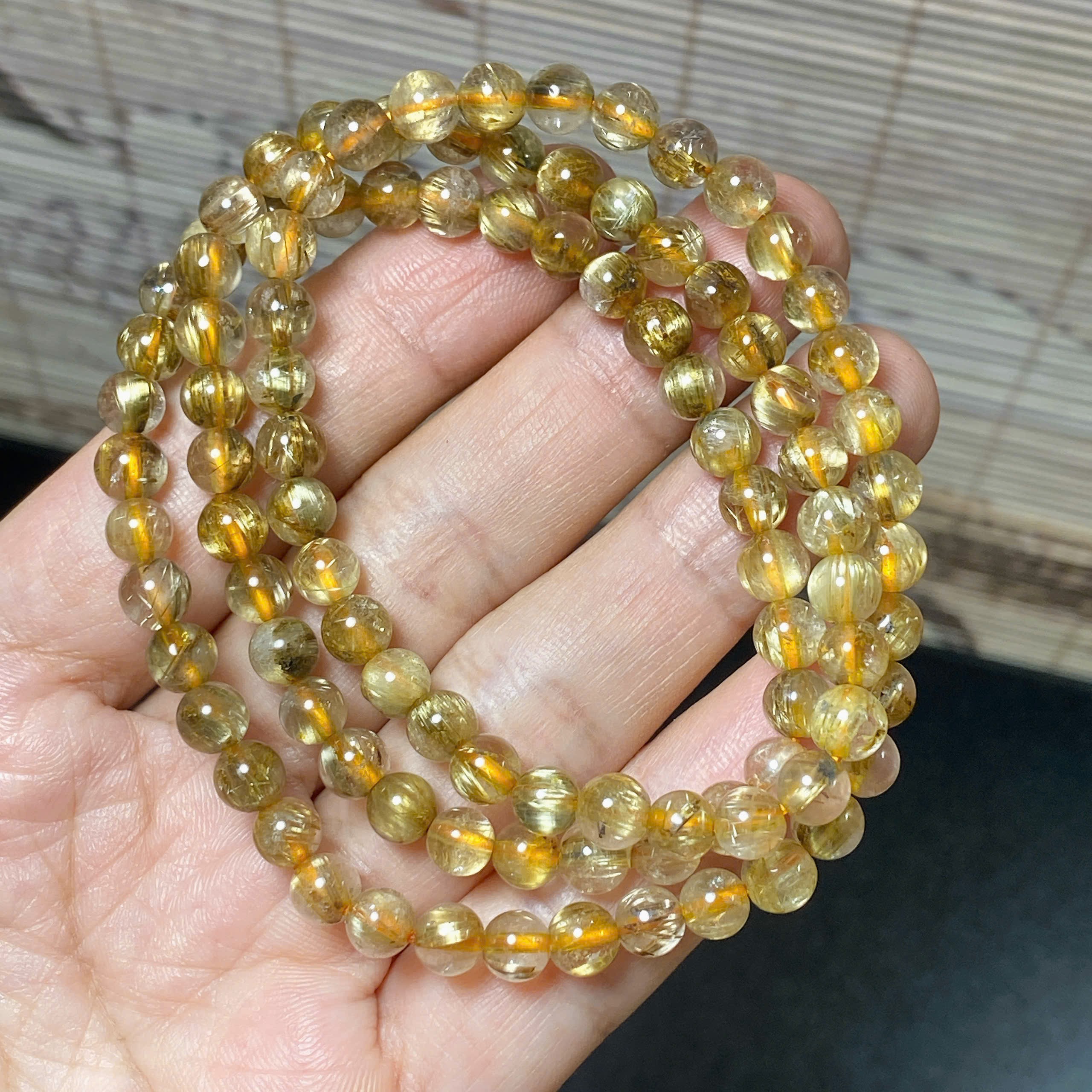 Chuỗi thạch anh tóc vàng bã mía size 6.5 ly