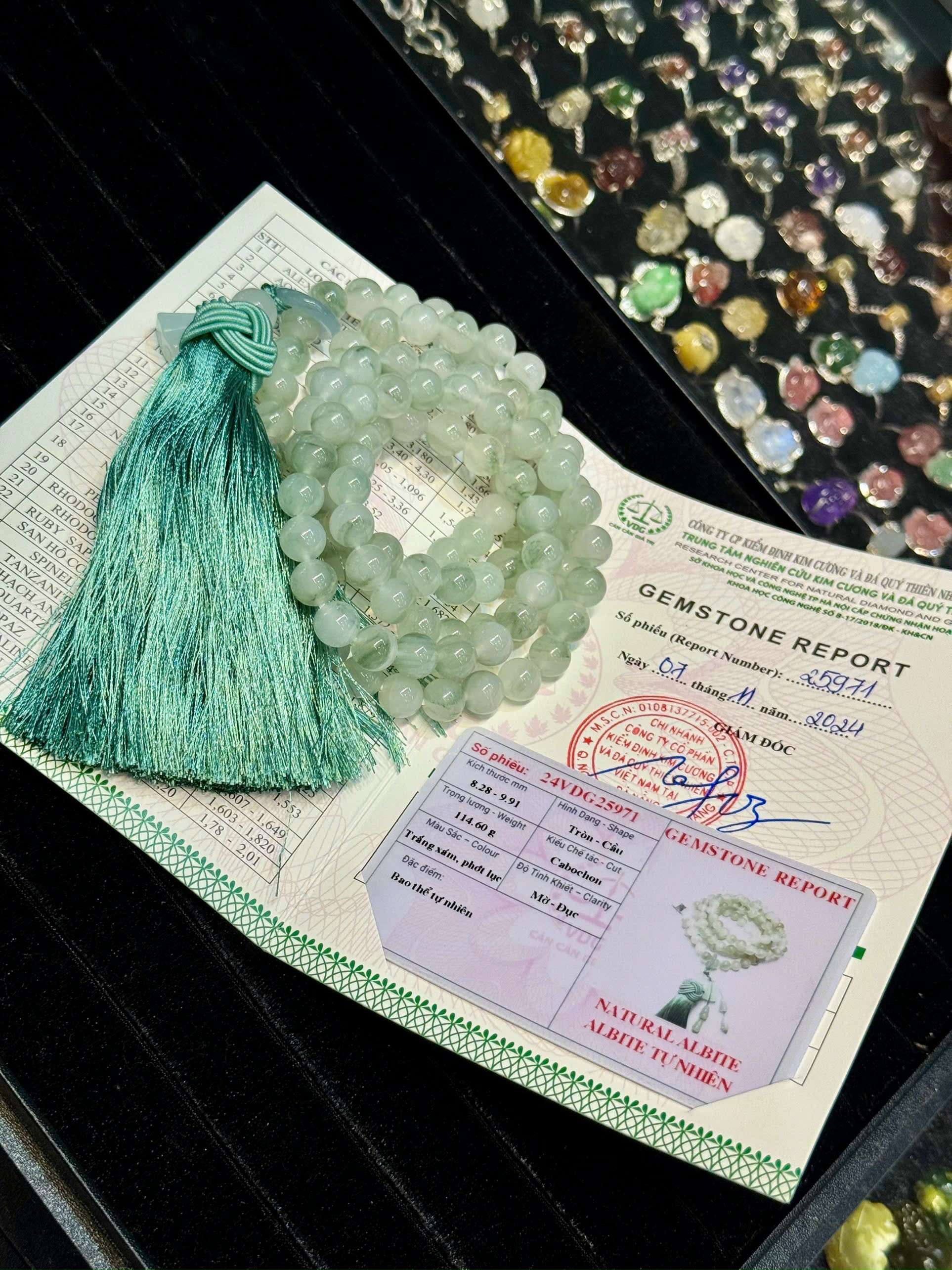 Chuỗi tràng Ngọc Thiên Sơn 8mm / 108 hạt mix charm ngọc - Kèm Kiểm định