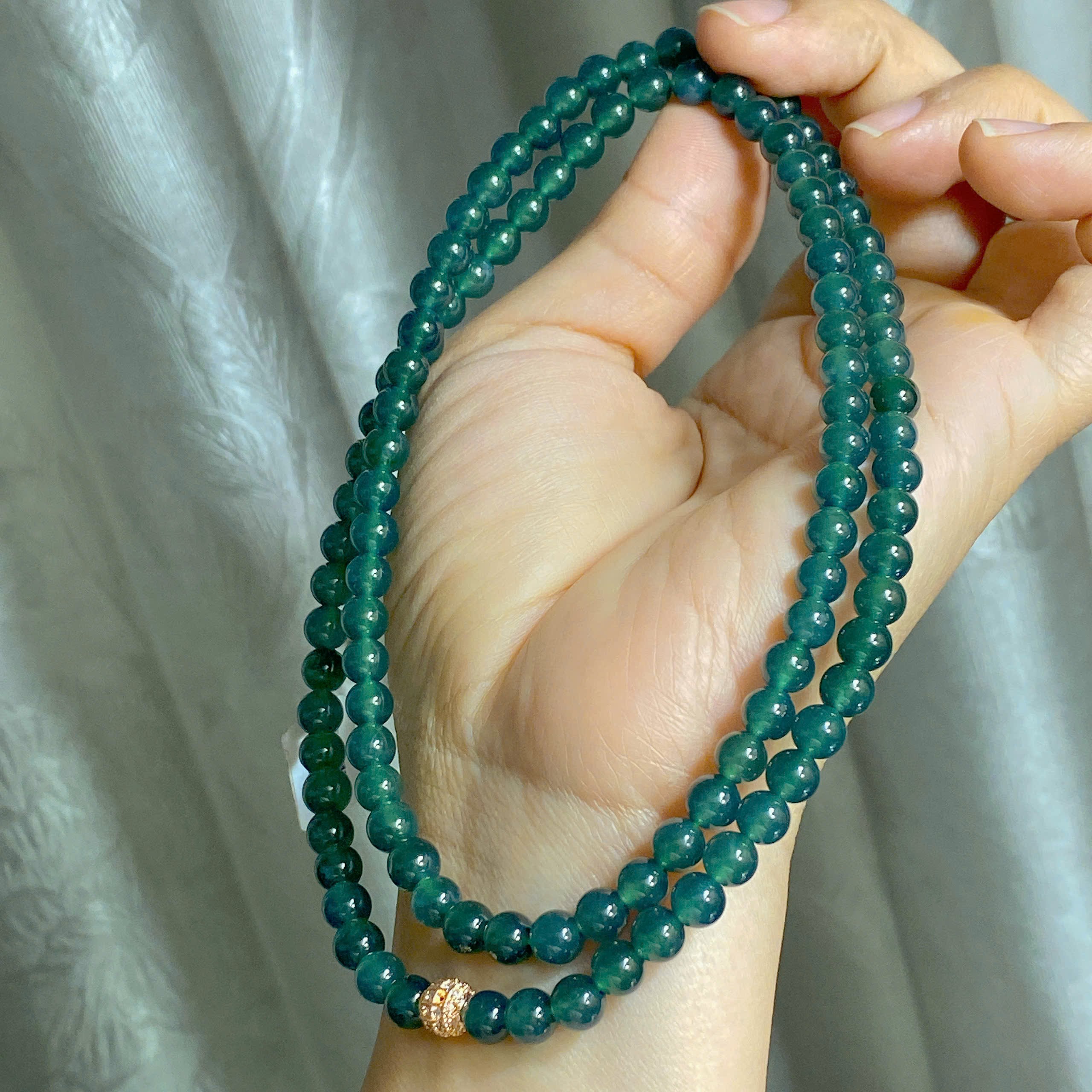 Chuỗi Lam Ngọc Jade A đẹp size 5.7-6mm / 108 hạt