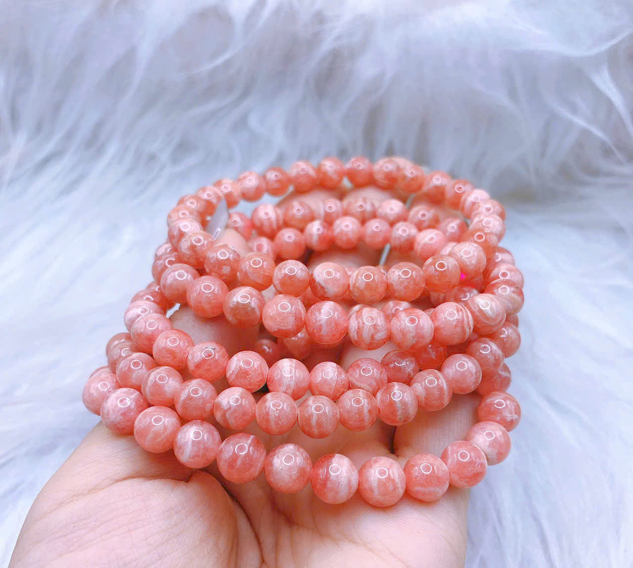 Vòng tay Đào hoa 5A 9mm (RHODOCHROSITE)- Biểu tượng tình yêu