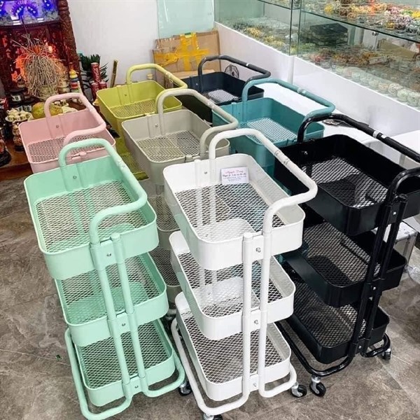 KỆ SẮT 3 TẦNG,XE ĐẨY SẮT 3 TẦNG