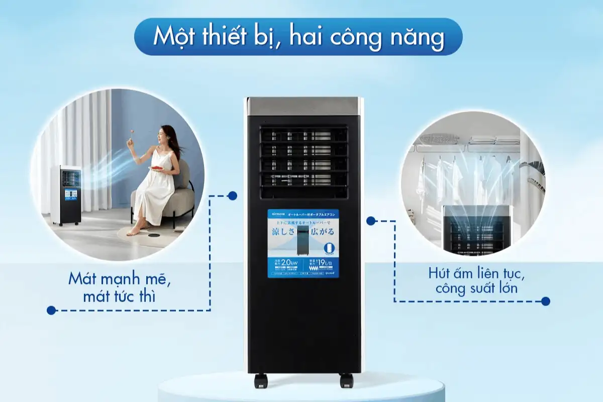 Điều hoà di động Quads - Vận hành làm mát, hút ẩm liên tục