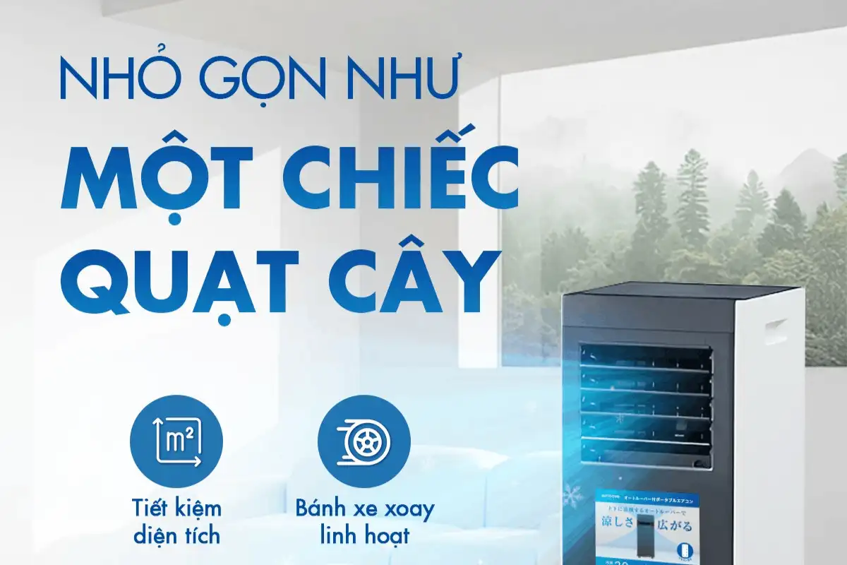 Điều hoà di động Quads tích hợp khả năng làm mát nhanh và hút ẩm tốt trong 1 thiết bị