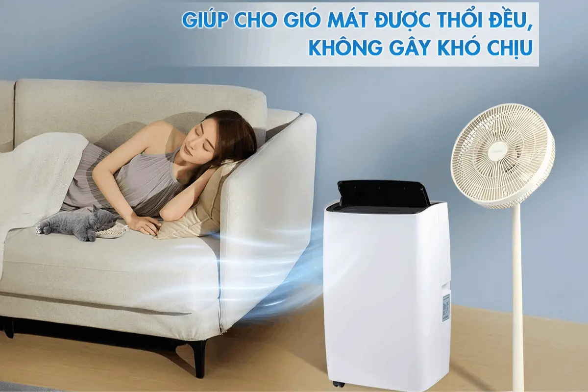 Điều hoà không khí kết hợp quạt đối lưu cho không gian thoáng mát, tiết kiệm điện năng