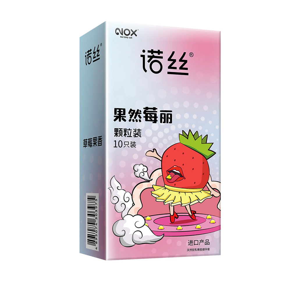 Bao cao su Nox Sure Enough Strawberry hương dâu hạt nổi hộp 10 cái