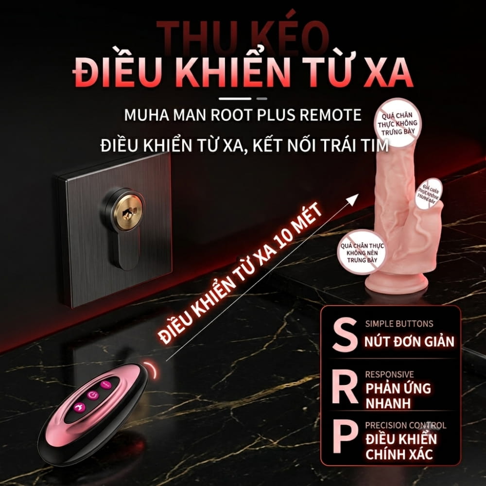 Dương vật giả hít tường đa năng Muha Man Root Plus remote