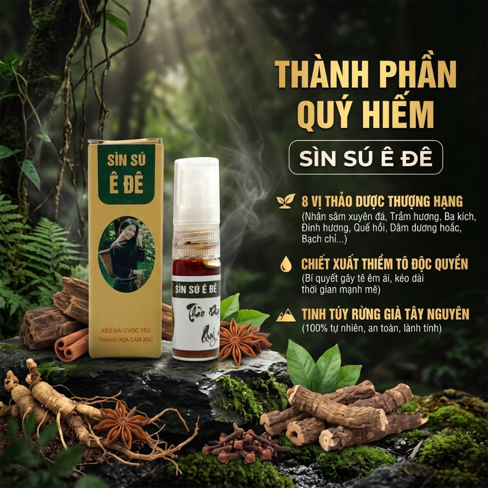 Chi tiết thành phần thảo dược và Thiềm tô của xịt Sìn Sú Ê Đê 3ml