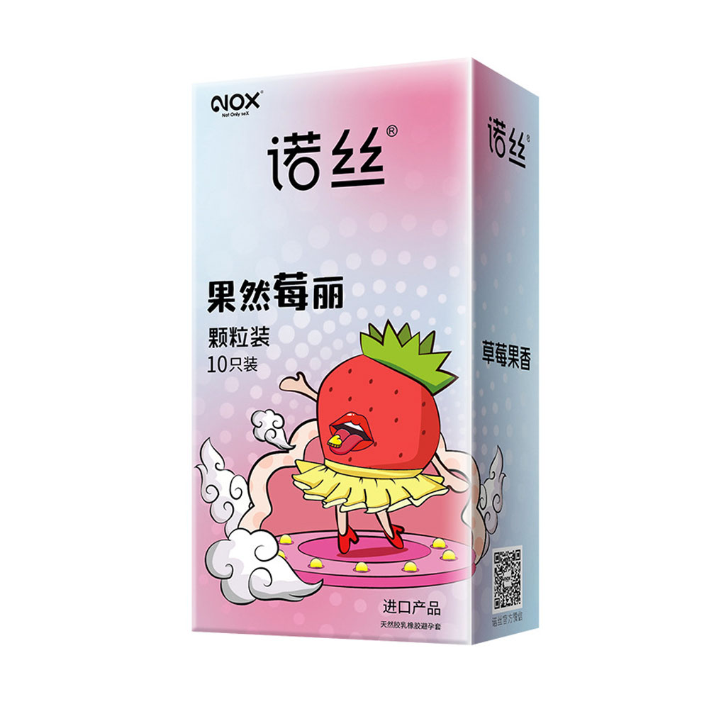 Bao cao su Nox Sure Enough Strawberry hương dâu hạt nổi hộp 10 cái