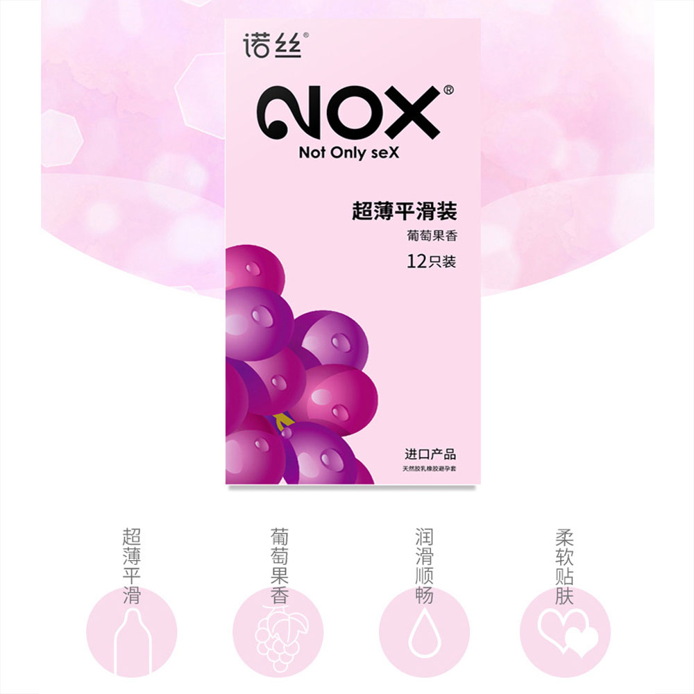Bao cao su Nox Fruity Grape hương nho hộp 12 cái