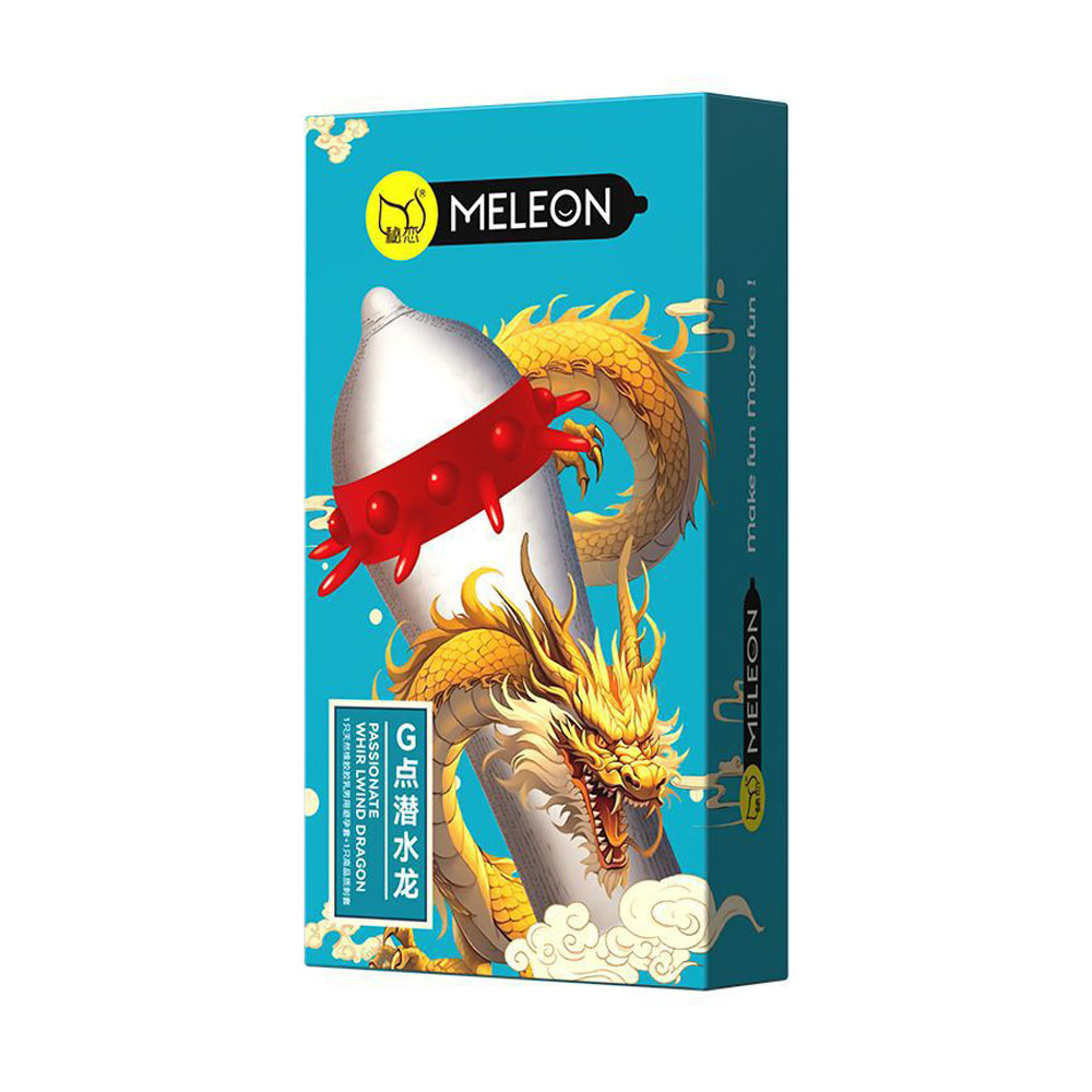 Bao cao su Meleon Dragon G-Spot Xanh Lam vòng bi gai hộp 2 cái