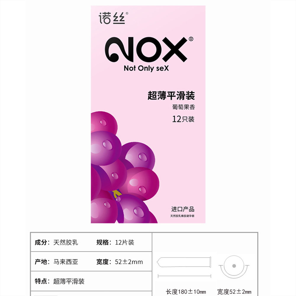 Bao cao su Nox Fruity Grape hương nho hộp 12 cái