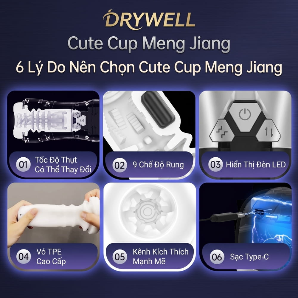 Âm đạo giả đa năng Drywell Cute Cup Meng Jiang