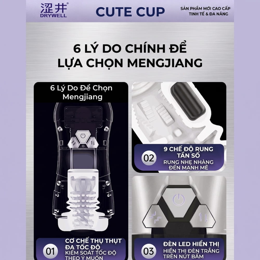 Âm đạo giả đa năng Drywell Cute Cup Meng Jiang