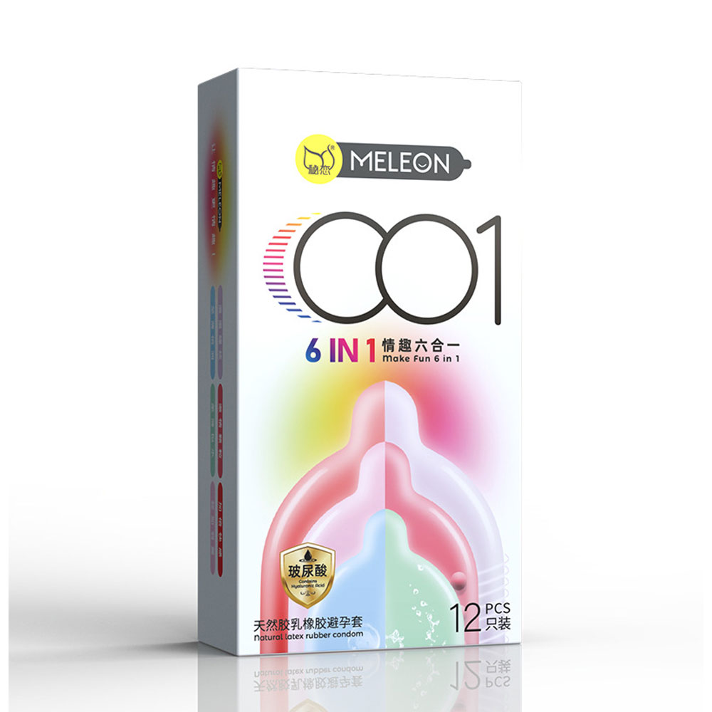 Bao cao su Meleon 001 6 In 1 combo mix hộp 12 cái