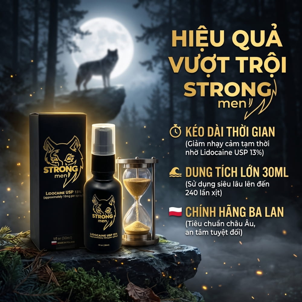 Công dụng kéo dài thời gian của delay spray Lidocaine 13% Strong Men