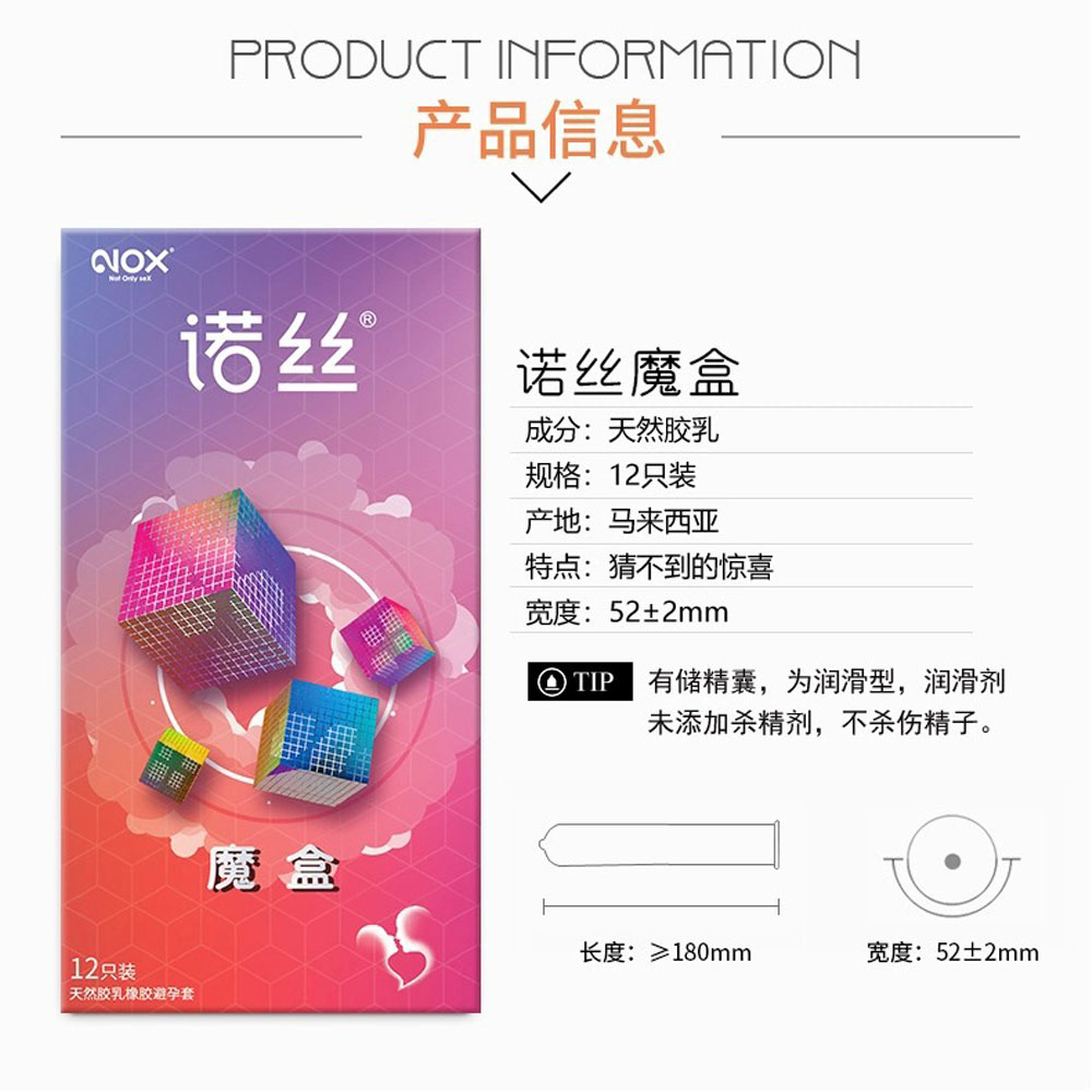 Bao cao su Nox Magic Box mix mỏng gân nhám hộp 12 cái