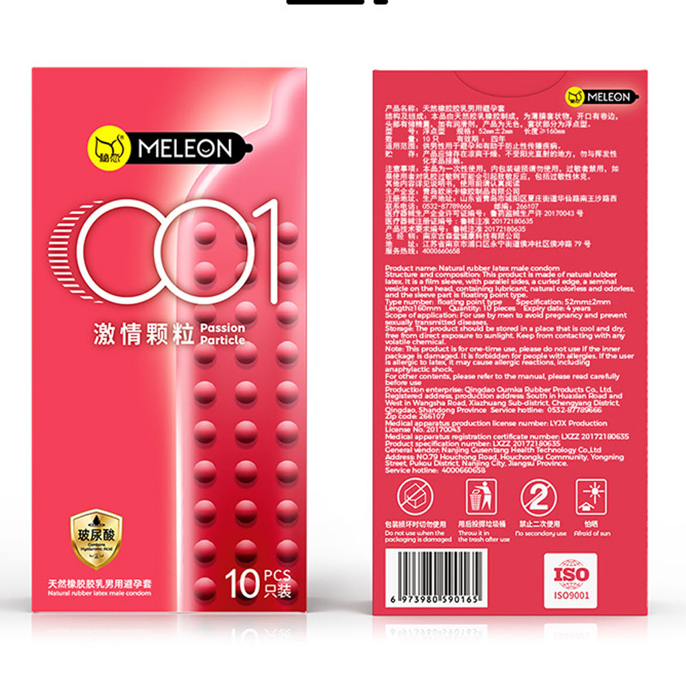 Bao cao su Meleon 001 Passion Particle hạt nổi kích thích hộp 10 cái