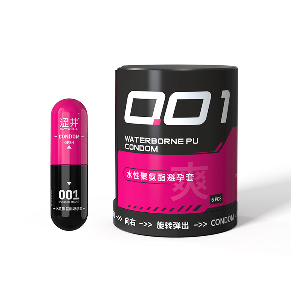 Bao cao su DryWell PU 001 Numbness Orgasm – Siêu mỏng tăng độ nhạy – Hộp 6 viên