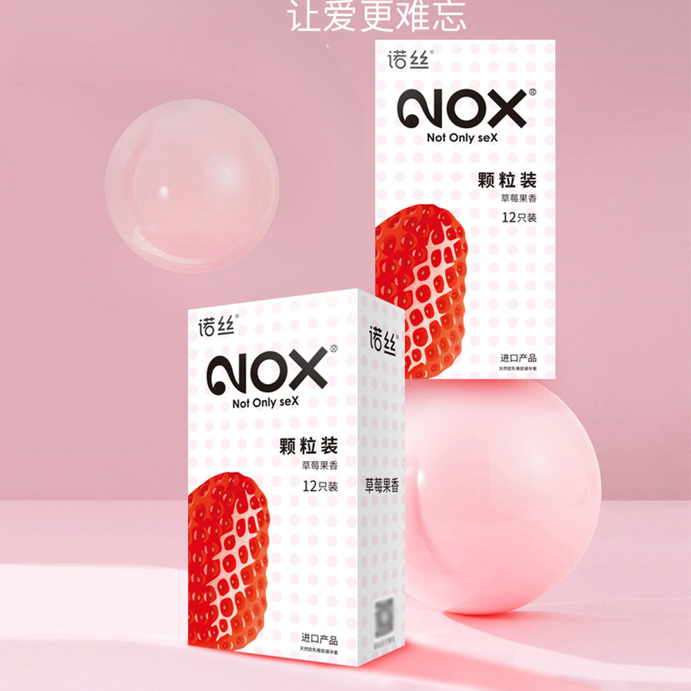 Bao cao su Nox Fruity Strawberry hương dâu tây hộp 12 cái