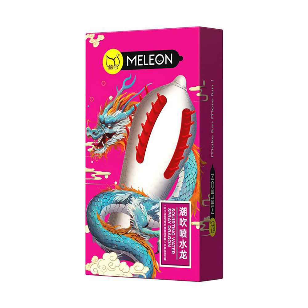 Bao cao su Meleon Dragon Water Hồng 2 gân gai dọc hộp 2 cái