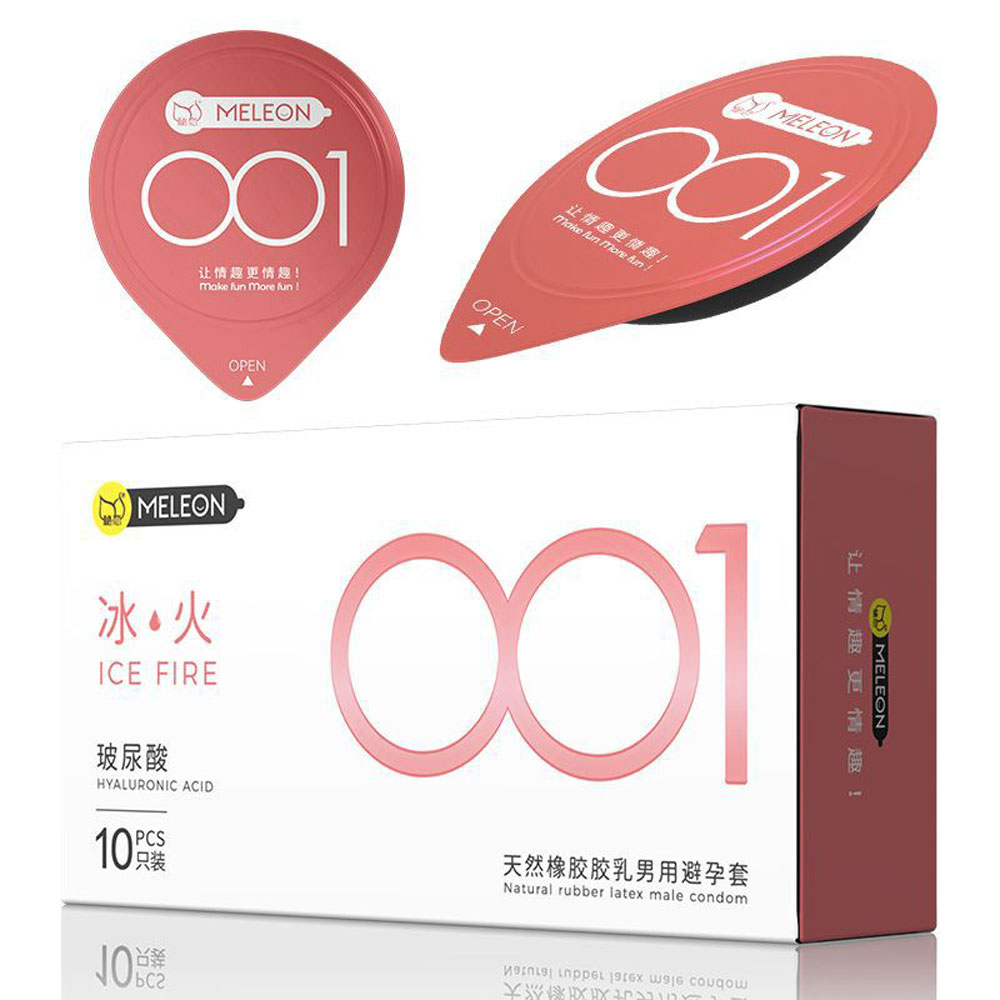 Bao cao su Meleon HA 001 Ice Fire siêu mỏng gel nóng lạnh hộp 10 cái