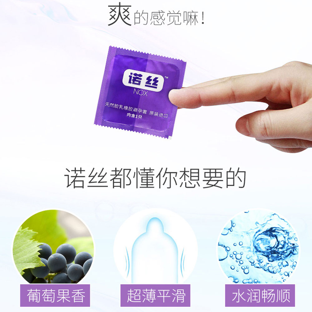 Bao cao su Nox Fruity Grape hương nho hộp 12 cái