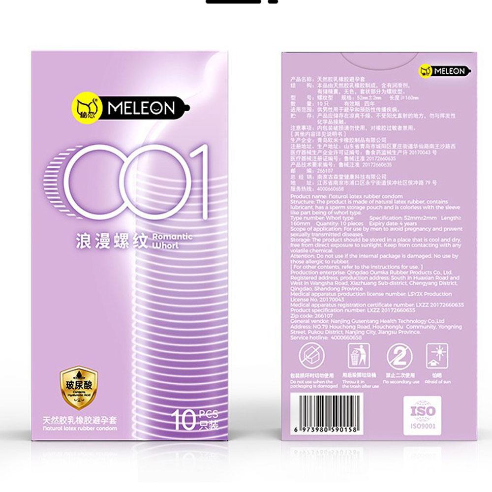 Bao cao su Meleon 001 Romantic Whorl gân xoắn hộp 10 cái