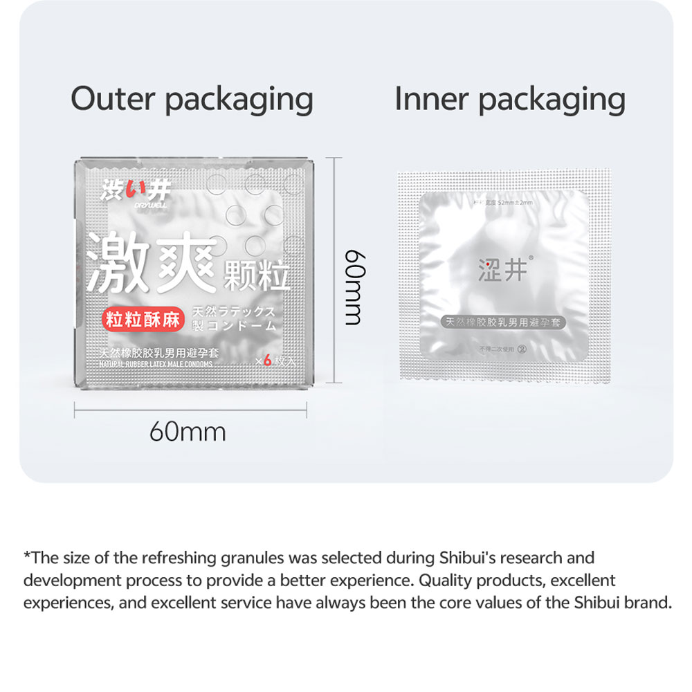 Bao Cao Su Drywell Naked Granule – Nhám Toàn Thân, Tăng Kích Thích Điểm Nhạy Cảm – Hộp 6 Cái