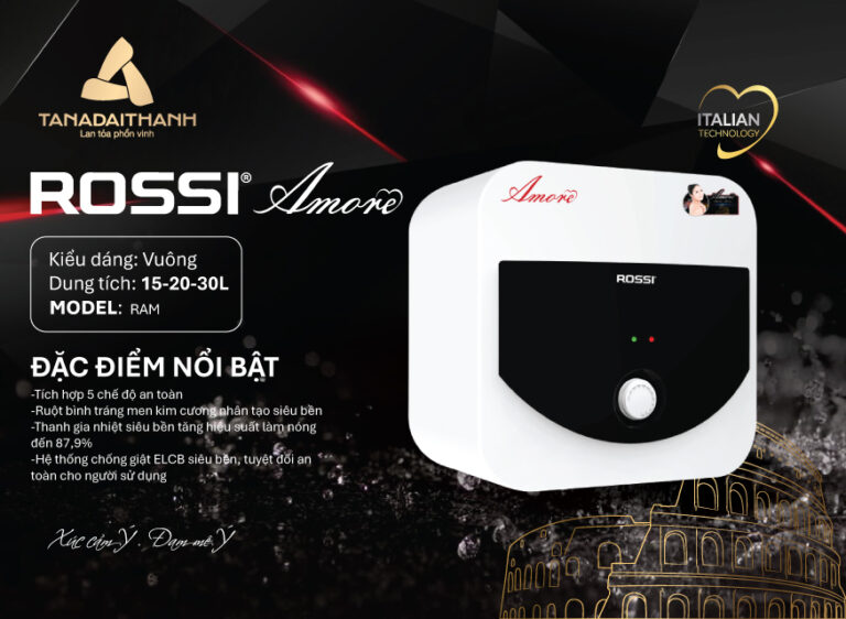 Bình NL Rossi 15L Blane vuông