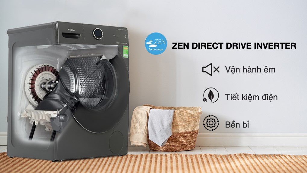Máy giặt Whirlpool OxyCare Inverter 10.5 kg xám