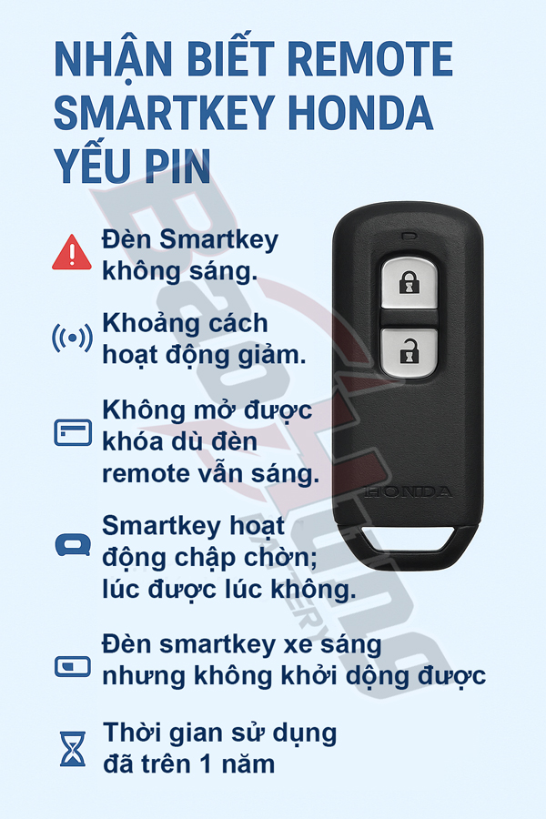 Nhận Biết Remote Smartkey Honda Yếu Pin – Dấu Hiệu &  Cách Xử Lý