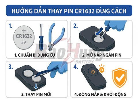 Hướng Dẫn Thay Pin CR1632 Đúng Cách – An Toàn, Nhanh Chóng