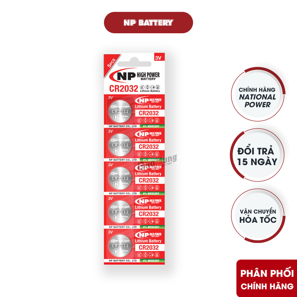 Pin National Power CR2032 Lithium 3V giá rẻ bán lẻ từng viên tại Pin Bảo Hùng